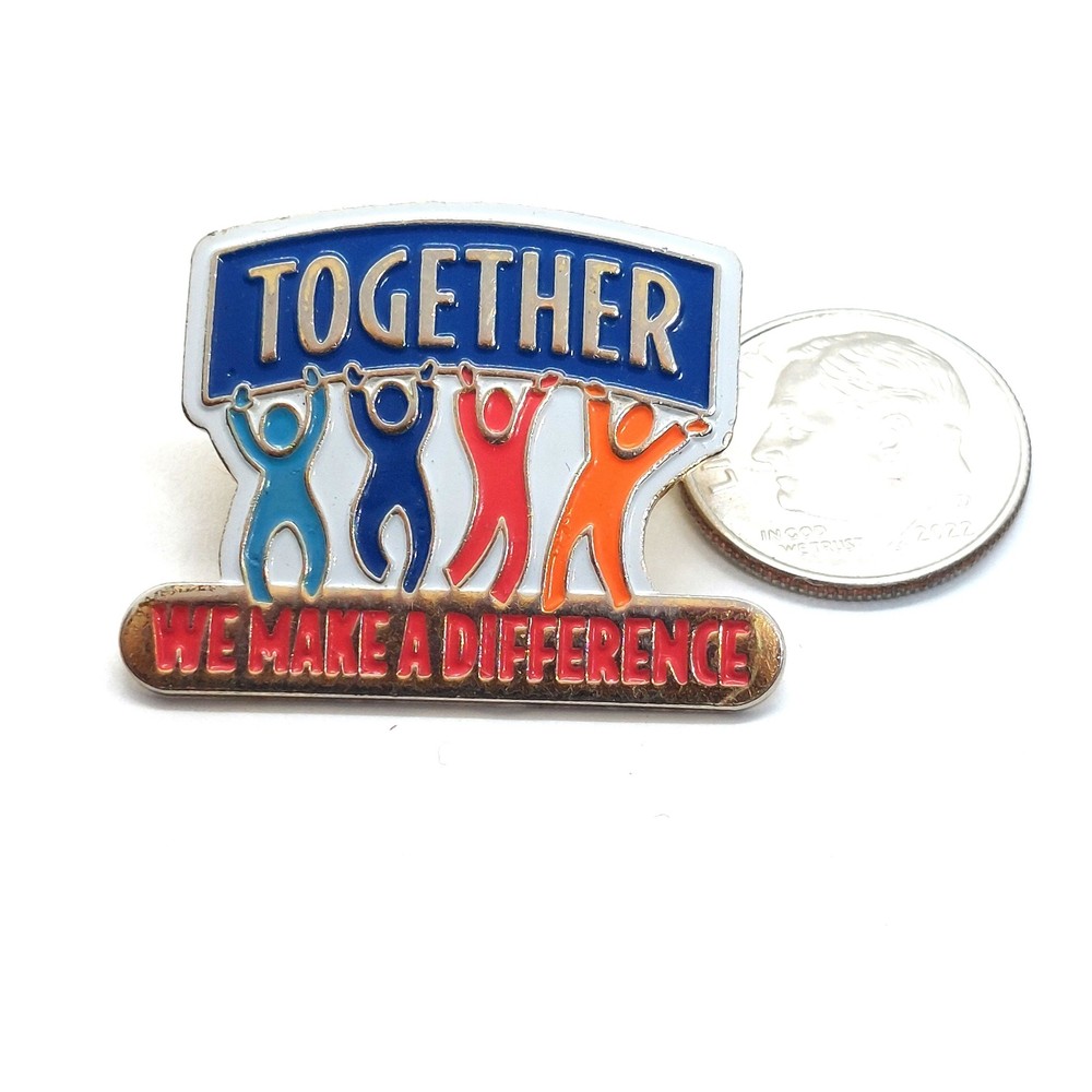 Together We Make a Difference Lapel Pin Teamwork Recognition Award Vintage