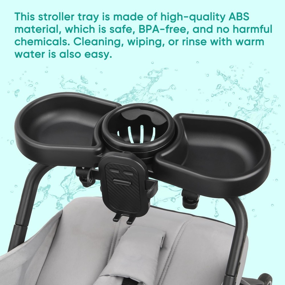 Multi Function Stroller Snack Tray 4 in 1 Cup & Phone Holder Double Tray