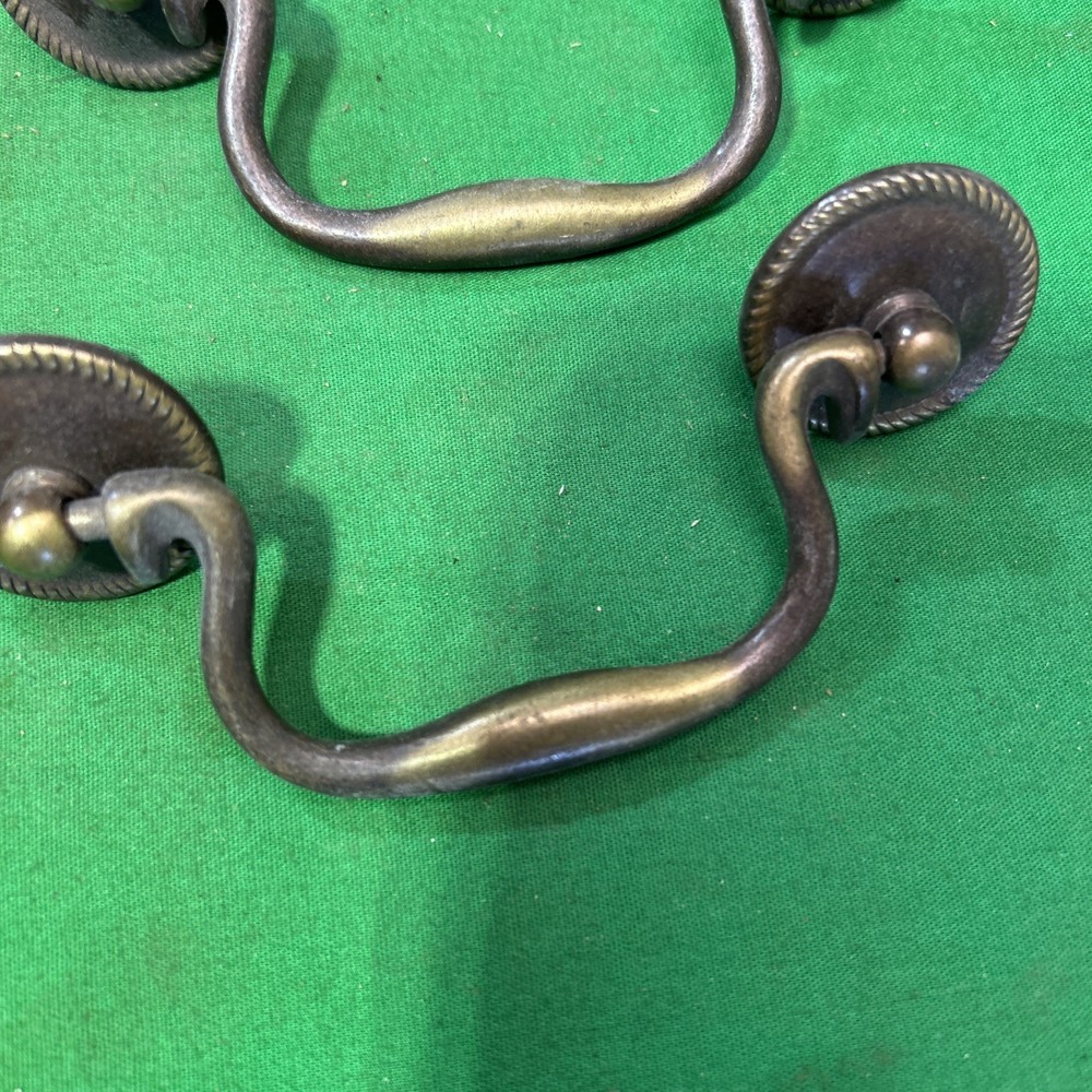 Four Vintage Brass Drop Bail Pull Handle Drawer