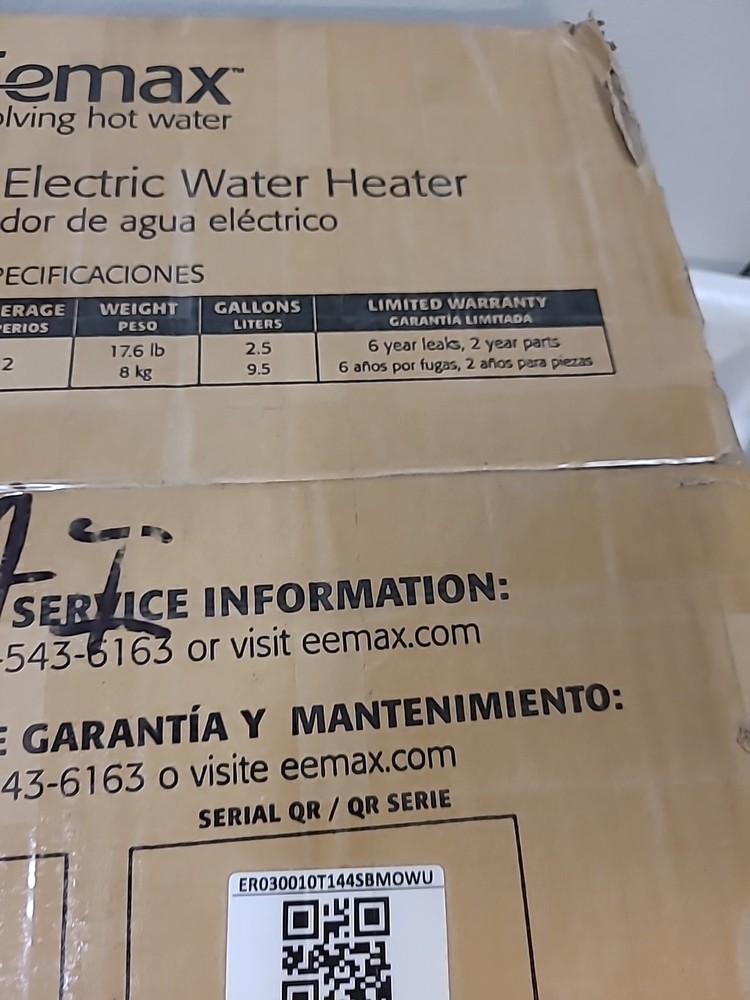 EeMax EMT2.5, MiniTank Electric Water Heater, 120V, 2.5-Gallon
