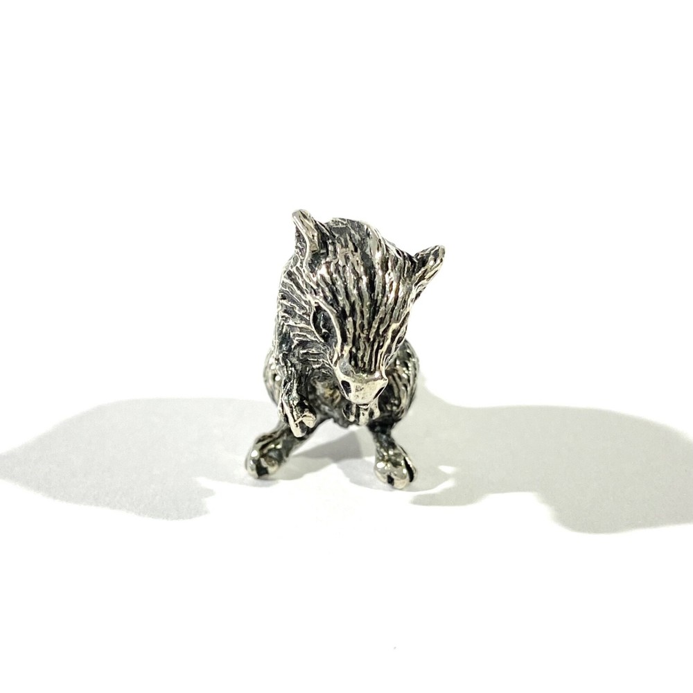 vintage solid silver mouse miniature , hallmarked italian figurine