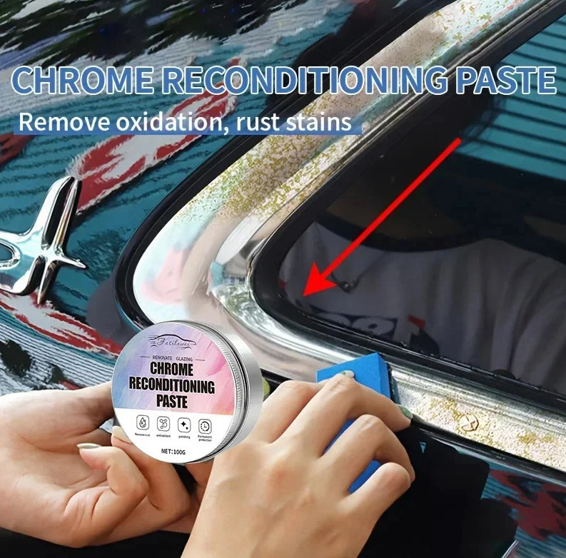 1pc Chrome Restoration Paste Oxidation Remover for Trim & Emblems with Sponge