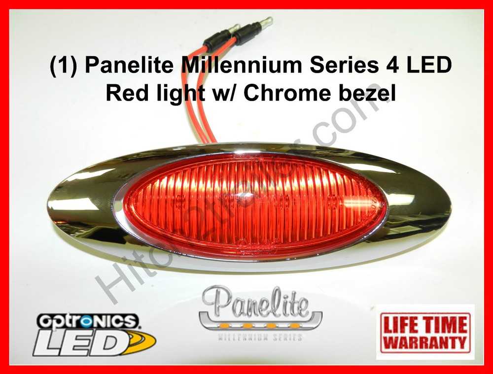 1 PANELITE MILLENNIUM LED M1 RED MARKER LIGHT 4 DIODE w/CHROME BEZEL 6.5 INCH