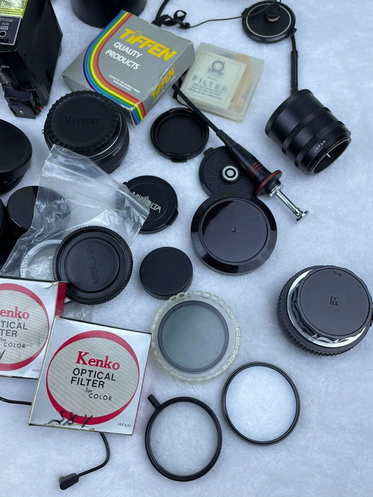 Camera Gear Lot Nikon System Chart Flash Shutter Release Cable Filters Caps SEE