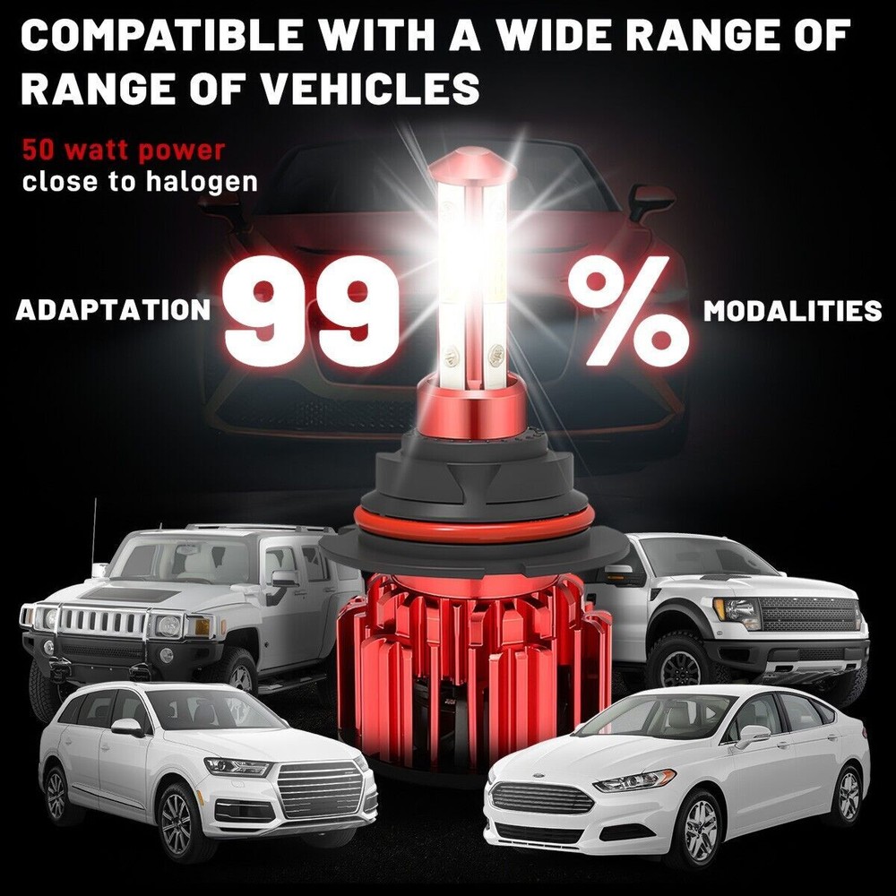 2x 9007/HB5 LED Headlight Bulbs Kit 6500K White High Low Beam Light Super Bright