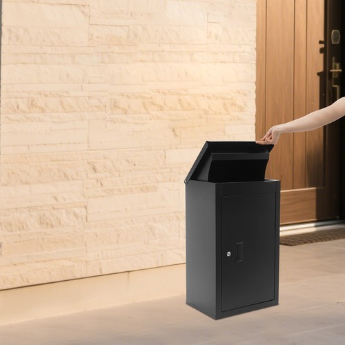 Carbon Steel Parcel Drop Box Wall-Mounted Package Delivery Box Mail Box with Key