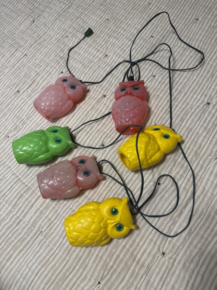 vintage owl blow mold party string lights