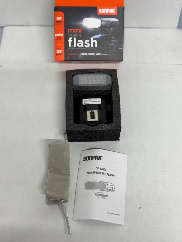 Sunpak DF1200X Mini Speedlite Flash w/ LED Panel USB-C Rechargeable