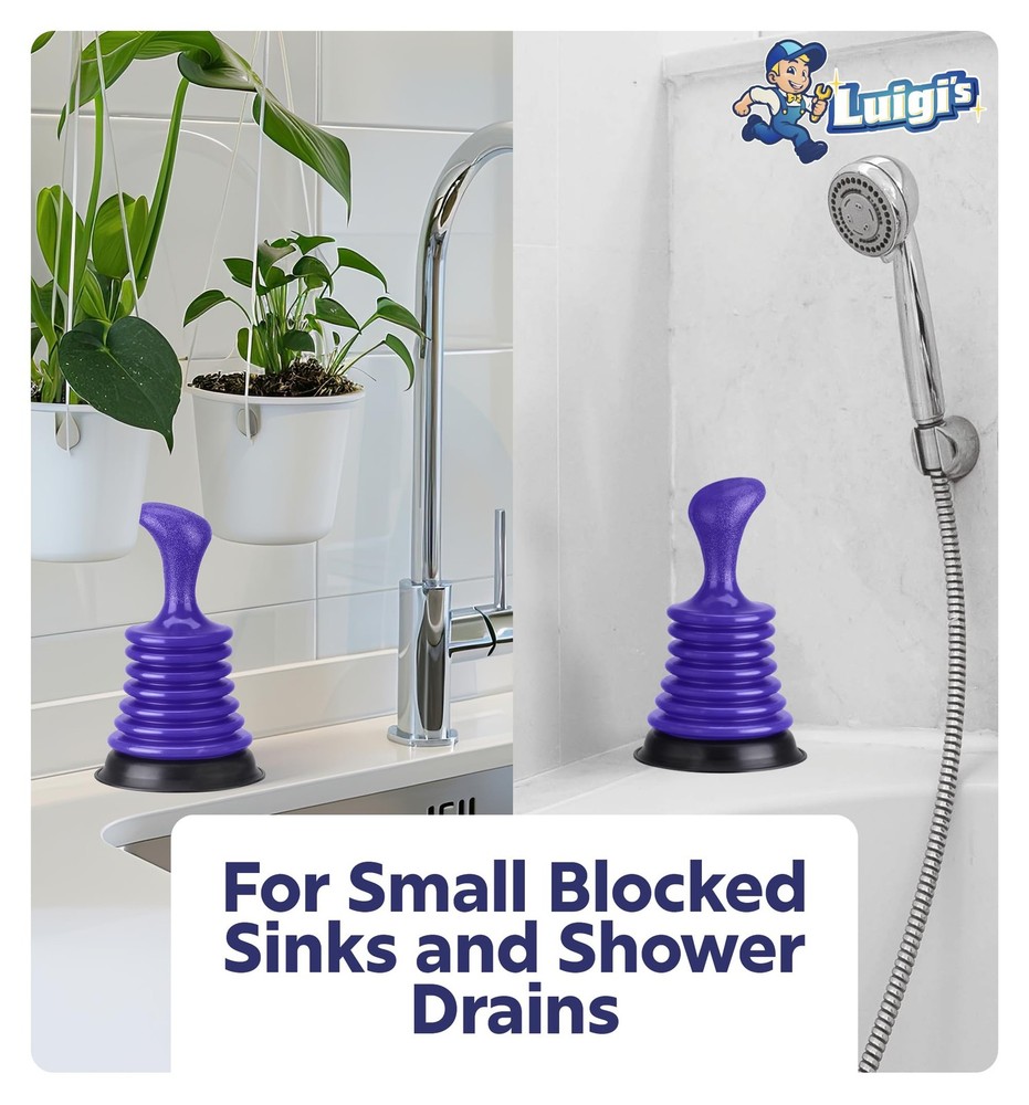 Luigi's Sink Plunger Kitchen - Mini Plunger, Blue -