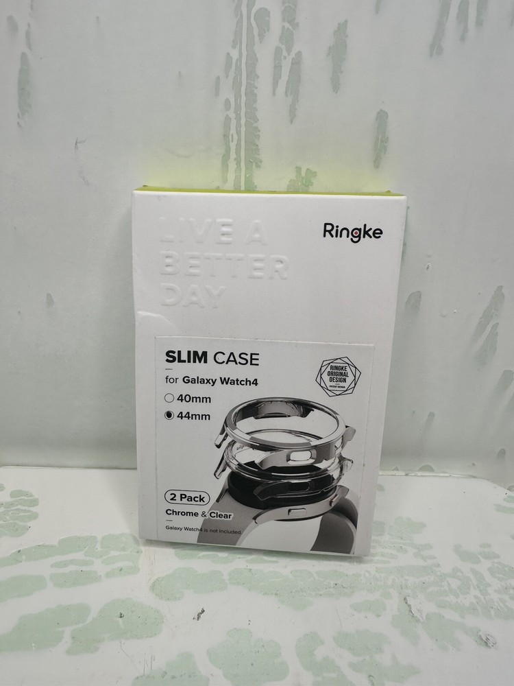For Samsung Galaxy Watch 4 Case 44mm | Ringke [Slim] Clear + Chrome 2 Pack
