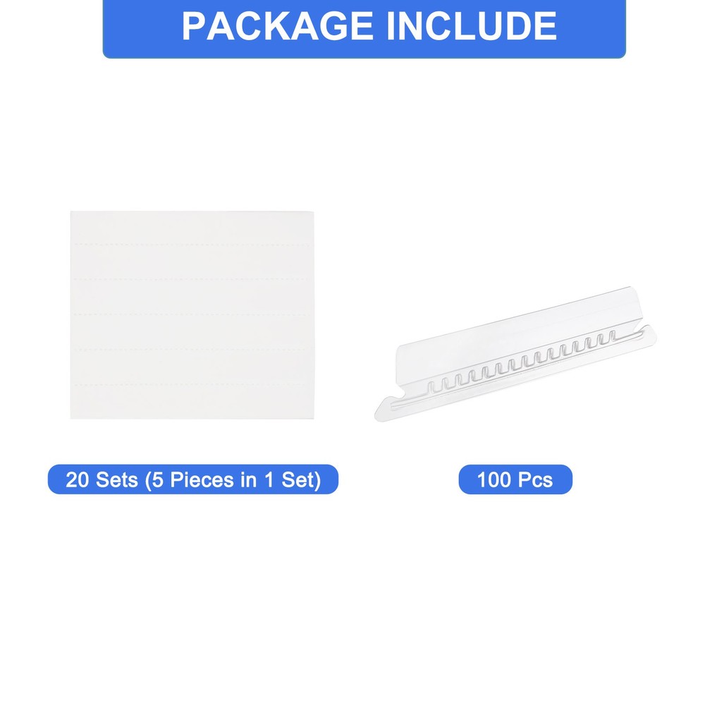 Hanging File Folder Tabs, 4 Inch File Folder Tabs and Inserts, Clear, 100 Pcs