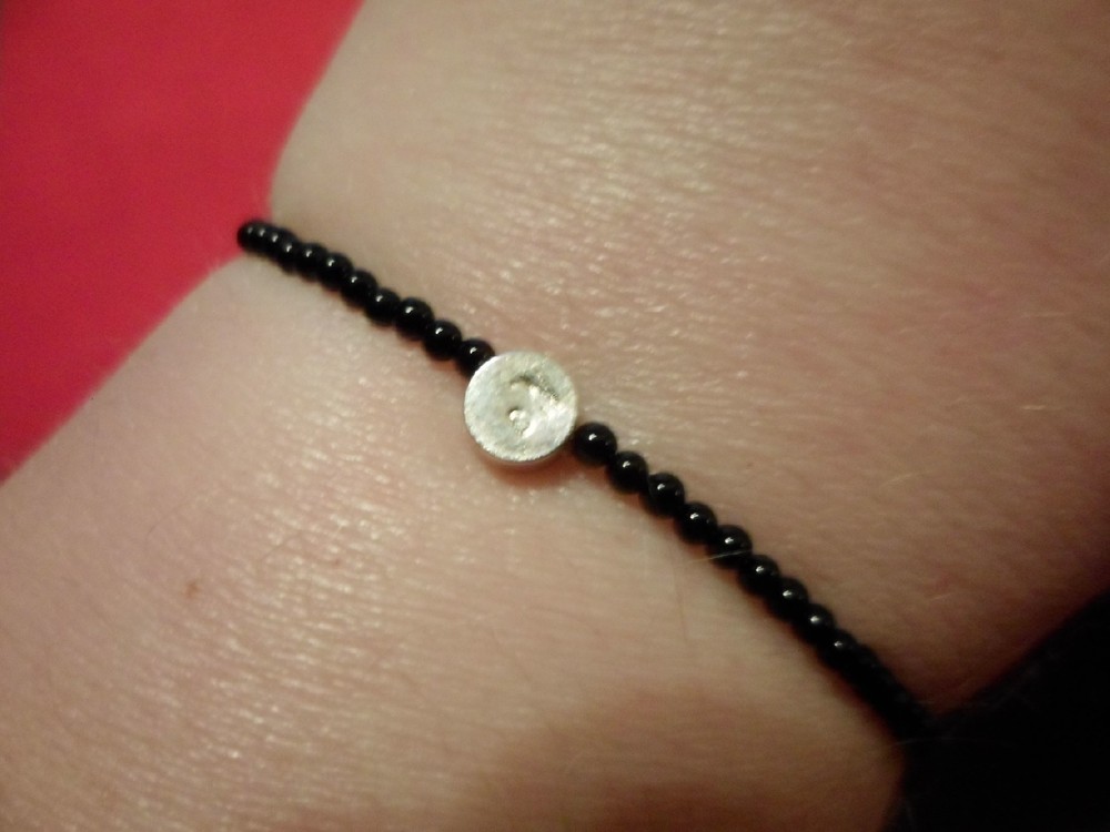 Black Agate Copper Chakra Bracelet - Stretchable