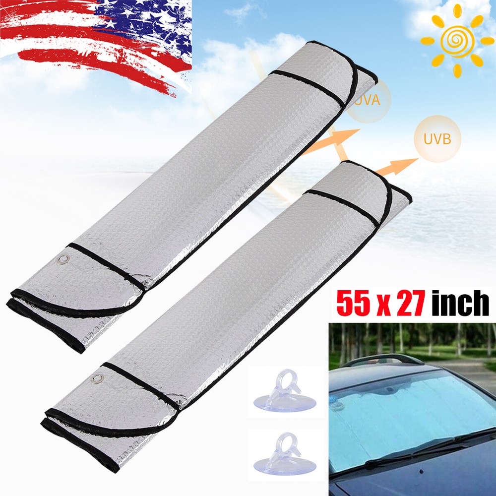 2 X Foldable Auto Car Windshield Sun Shade Shield Cover Visor Block UV Protector