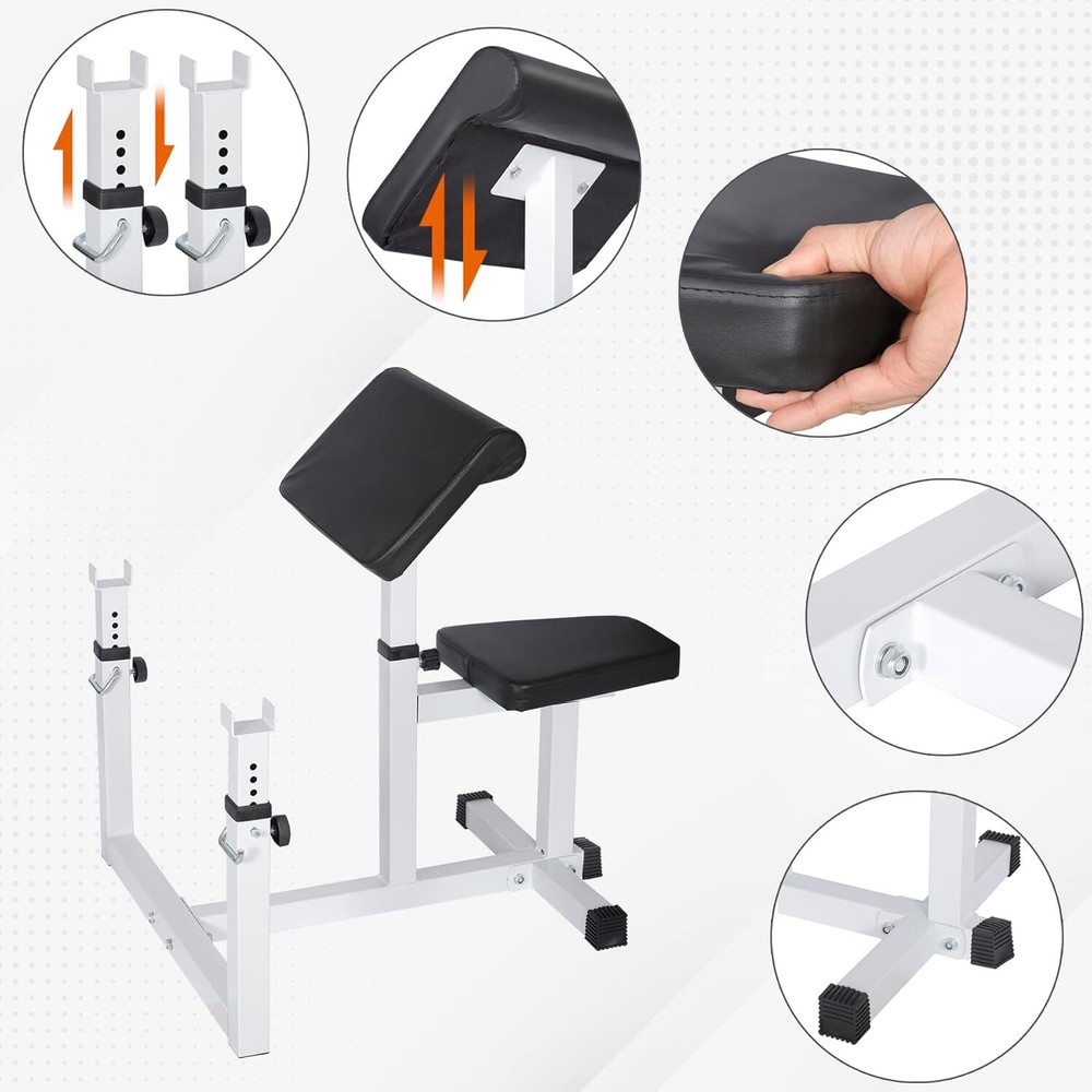 Adjustable Arm Curl Weight Bench With High Density Padding And 450 Lbs Capacity