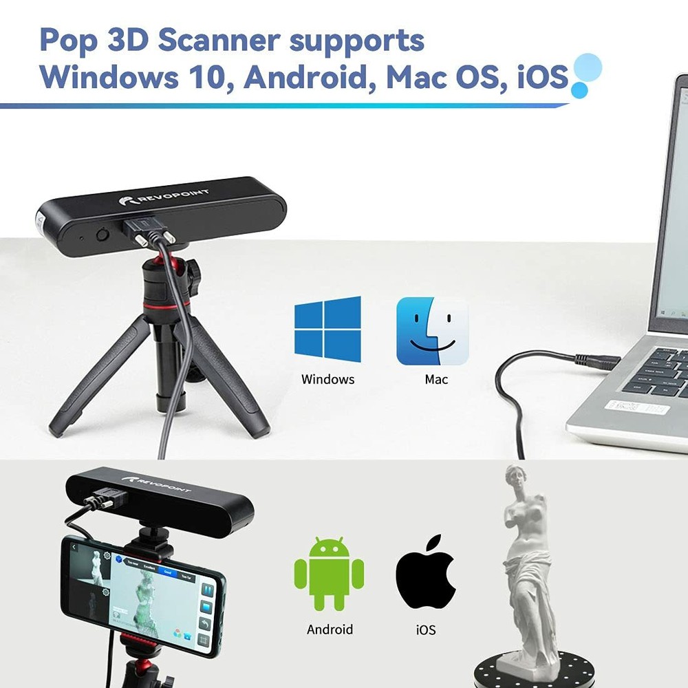 Revopoint POP 3D Scanner High Precision Handheld Scanner for Printing w/ Tripod