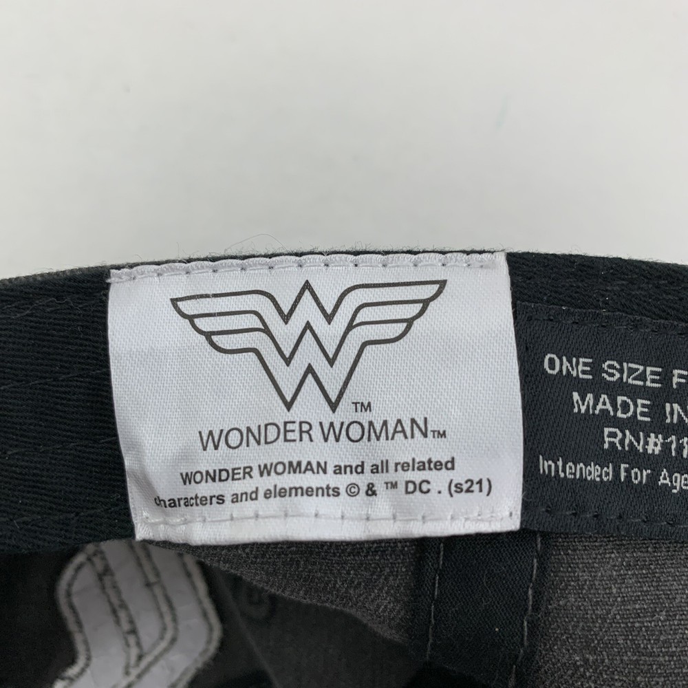 Wonder Woman Distressed Hat Leopard Symbol Logo DC Comics Strapback Baseball Cap