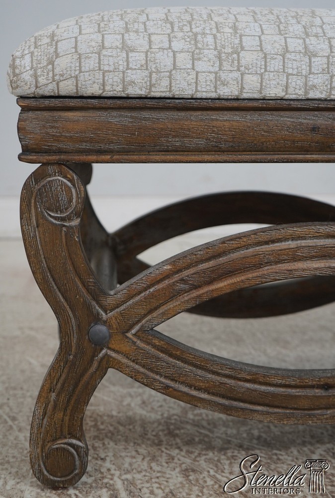 L68198: Rustic Gray Carved Frame Window Bench