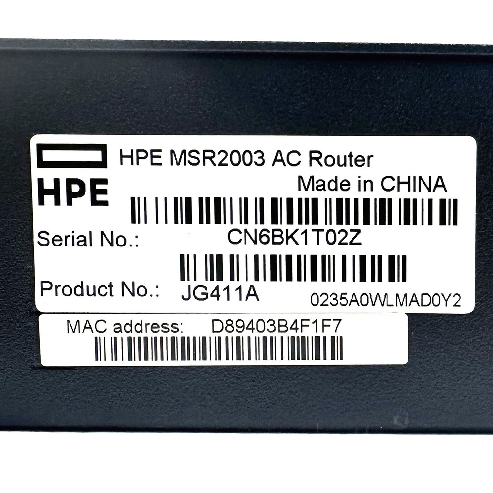 HPE FlexNetwork MSR2003 JG411A Rackmount Gigabit Ethernet Network AC Router