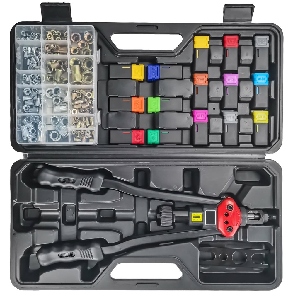 16" Professional Rivet Nut Tool Kit - Lever-Style Rivnut Tool with Visual Str...