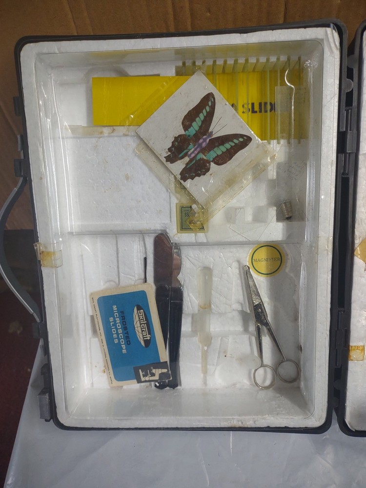 Sears Microscope Set Vintage, 200X Zoom Microscope,W/ Case & Extras