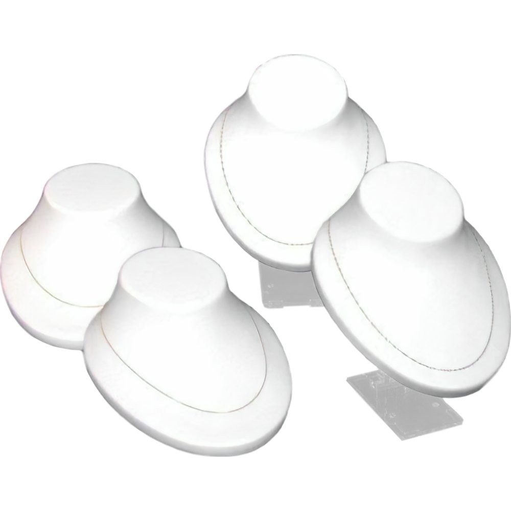 4 White Adjustable Necklace Chain Bust Display Fixtures