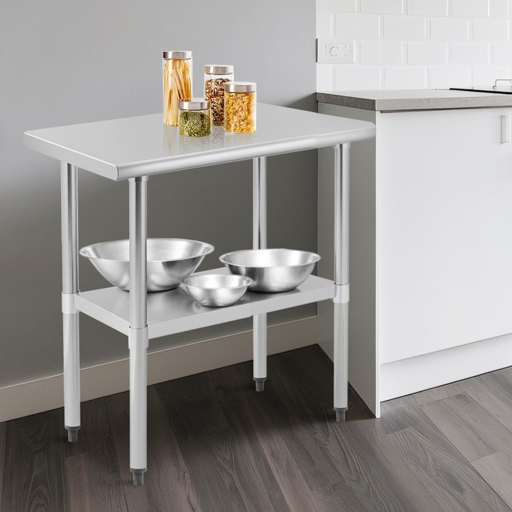 Stainless Steel Table 36x24 Inch Kitchen Prep Table with Adjustable Shelf