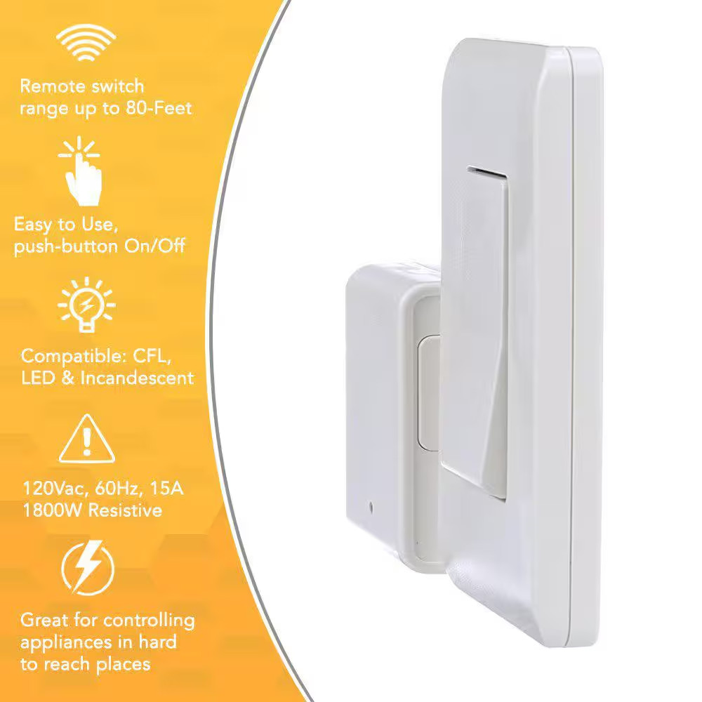 8-Amp Indoor Plug-In Wireless Wall Switch Light Control, White