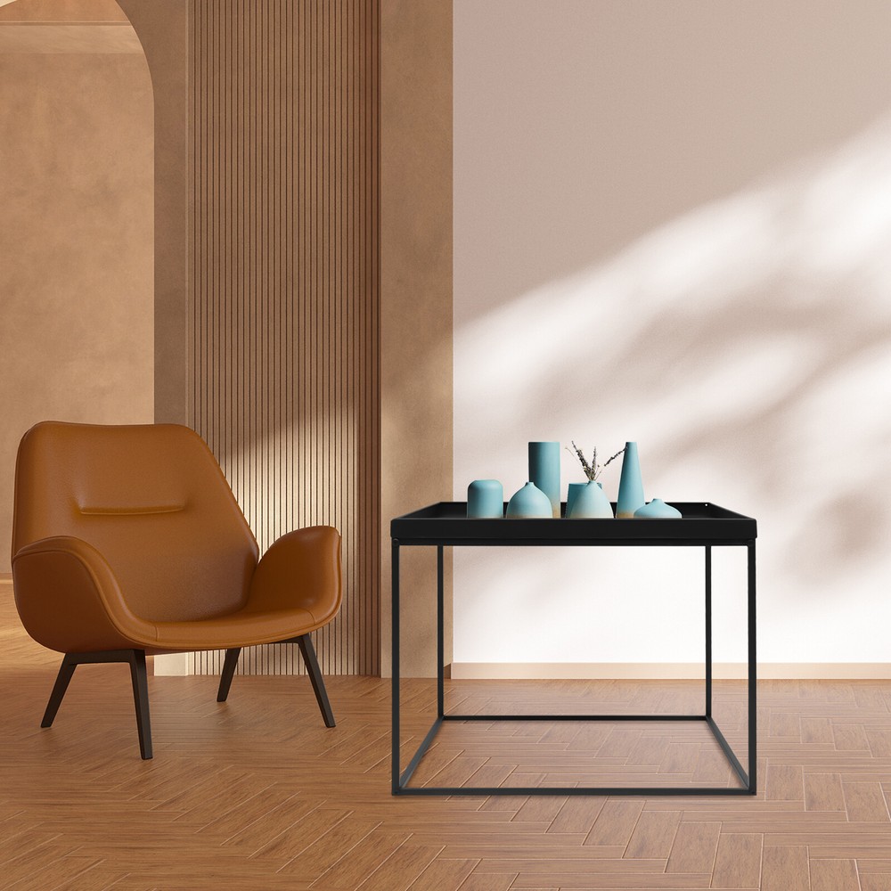 24" Square Table Metal Frame Table Portable Office Side End Table Camping Table