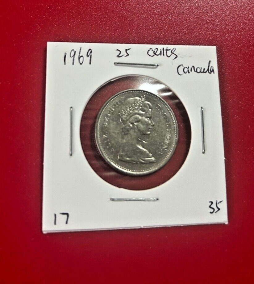 1969 Canada 25 Cents Coin - Nice World Coin !!!