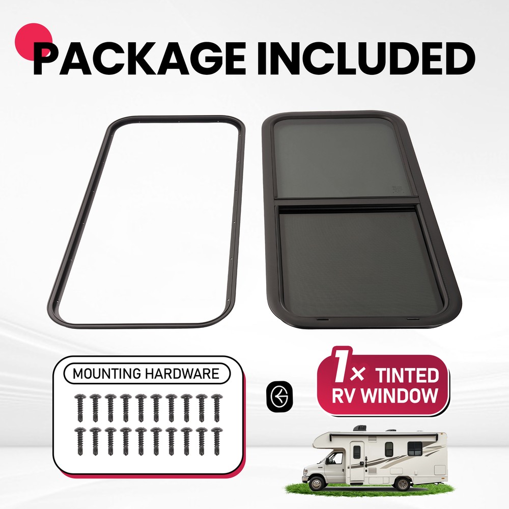 18" W X 40" H Vertical Slider RV Tined Window w/Screen For RV Camper Trailer