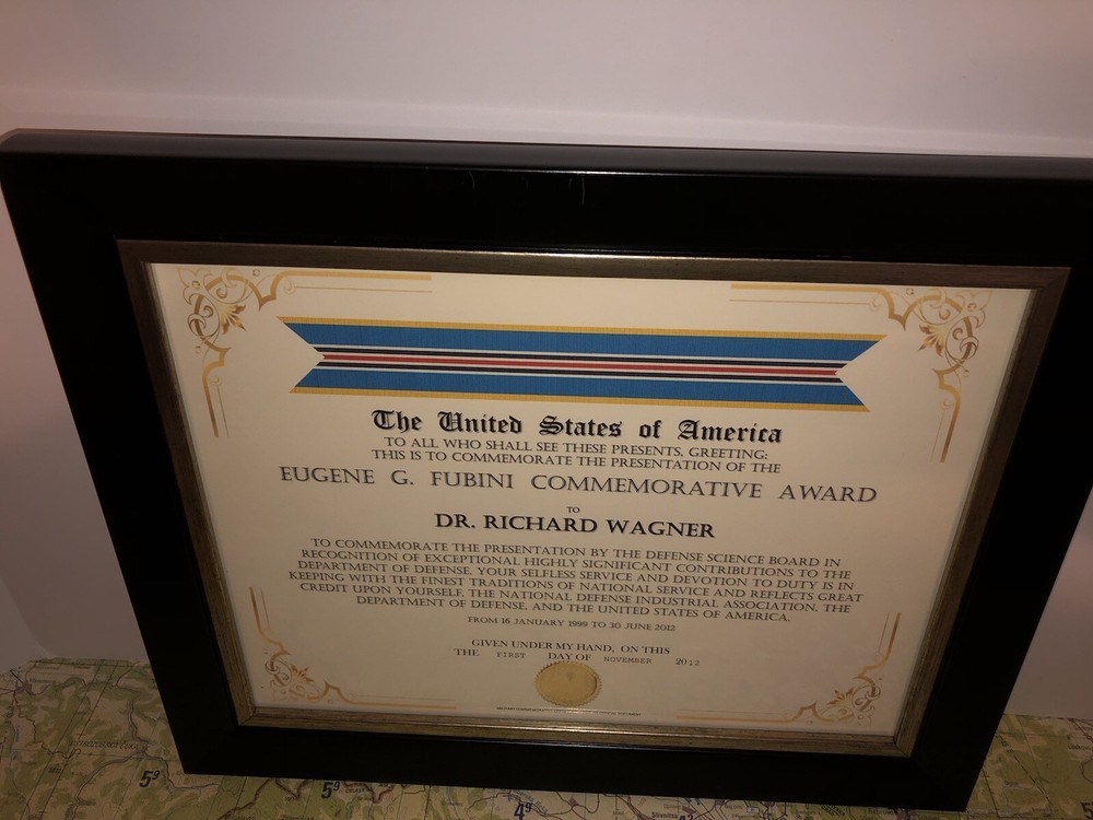 DOD - EUGENE G. FUBINI COMMEMORATIVE AWARD CERTIFICATE ~ Type-1