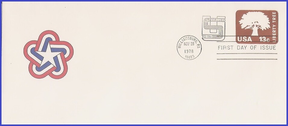 USA4 #U588 U/A UNKNOWN 3 FDC   Liberty Tree