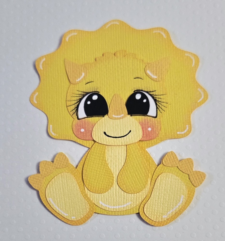 Yellow Triceratops. Scrapbook, Card making Paper Piecing