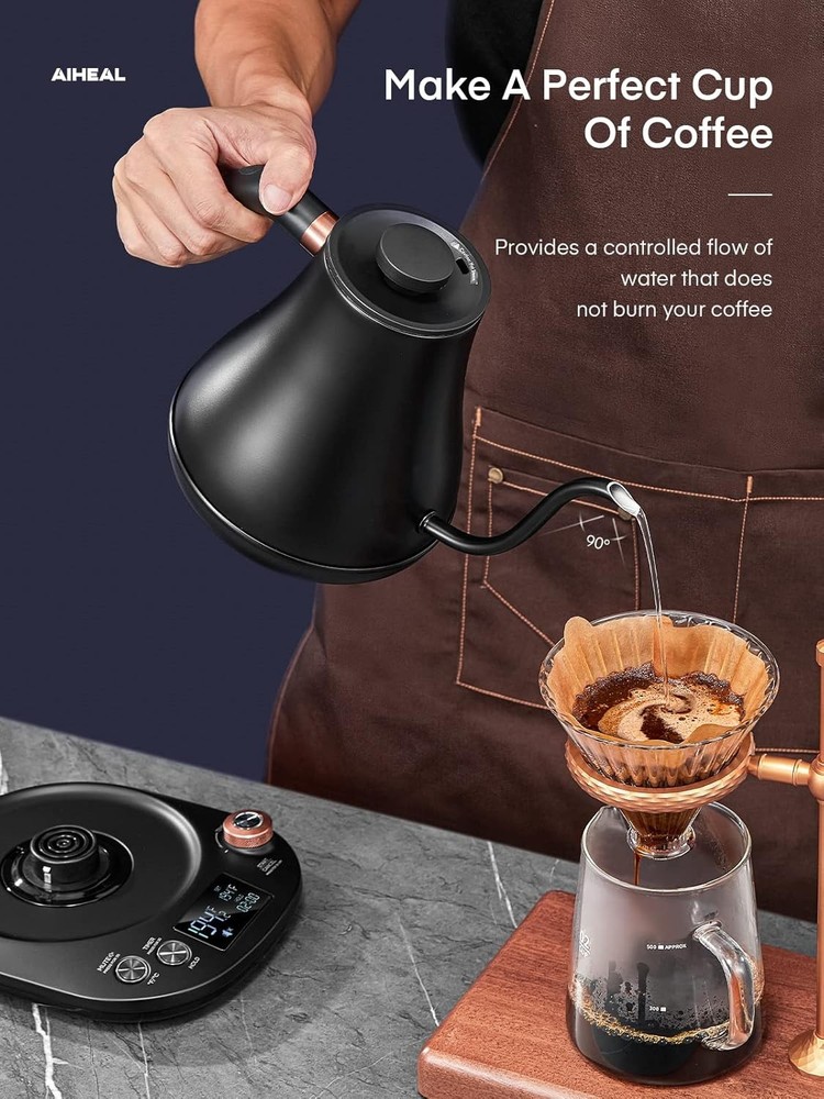 Electric Gooseneck Kettle Temperature Control Pour Over Electric Kettle Coffee &