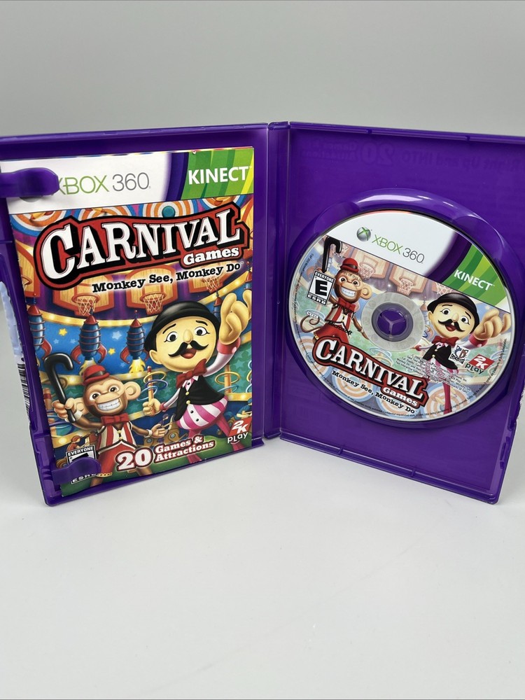 Xbox 360 Kinect Sensor 2 Game Bundle Kinect Adventures & Carnival Games TESTED