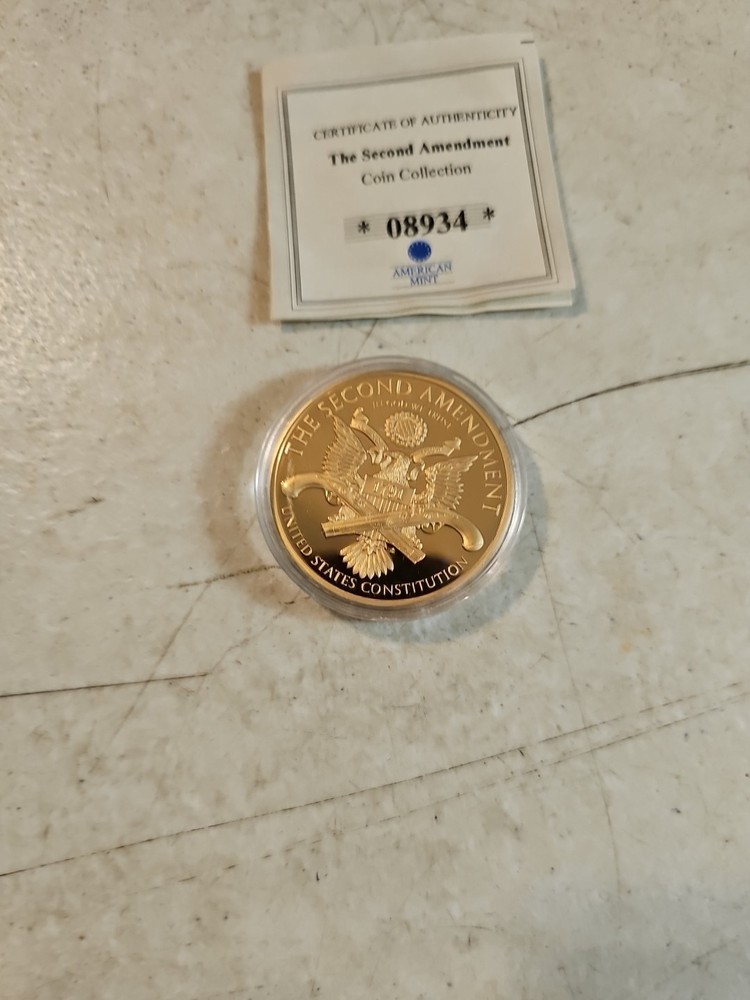 THOMAS JEFFERSON Second Amendment Gold-plated Comm. Coin COA