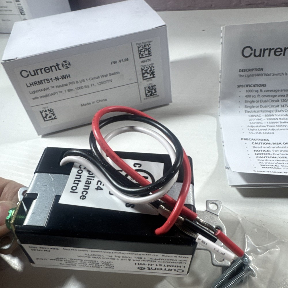 Current LightHAWK 1 Circuit White Wall Switch Sensor LHRMTS1-N-WH