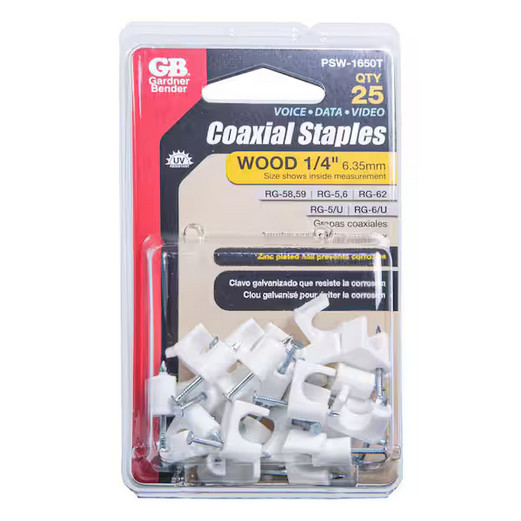 1/4 In. White Polyethylene Coaxial Staples (25-Pack)