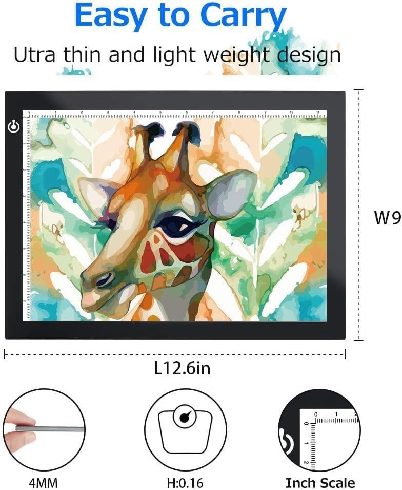 Lightweight A4 LED Tracing Pad - Adjustable Brightness for Art Projects