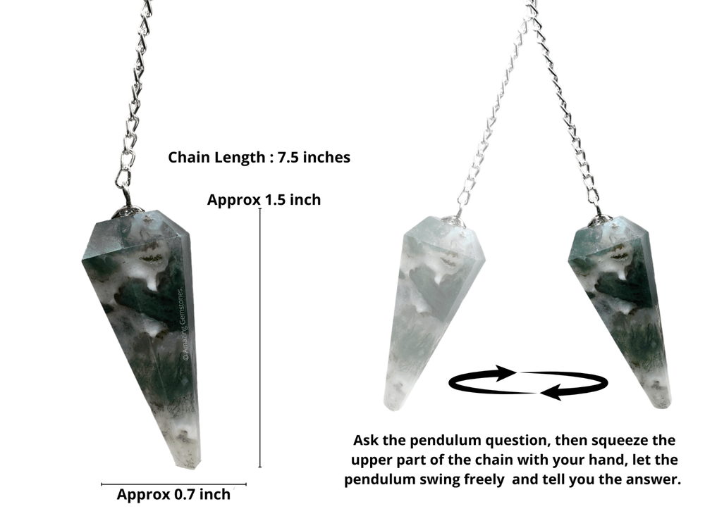 Moss Agate Dowsing Crystal Pendulum