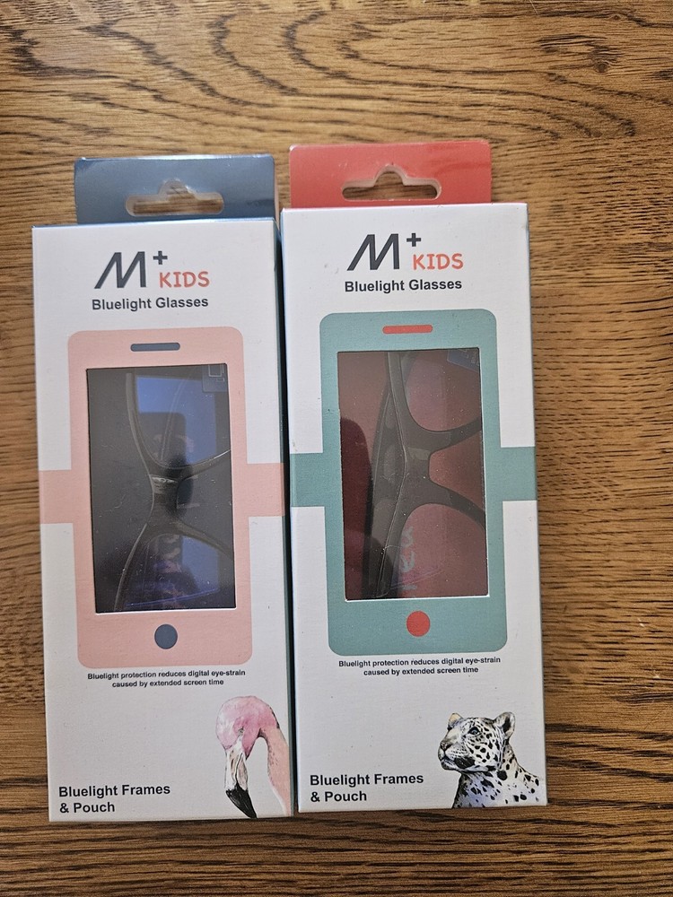 2 Pack!! M+ Kids Bluelight Glasses. Each Includes Frames And Pouch.
