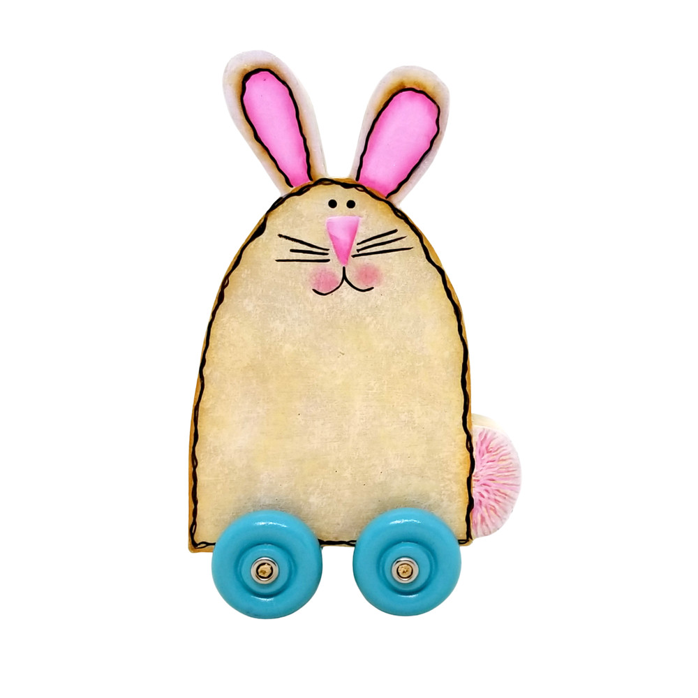 HP White Bunny Rabbit with Rolling Wheels, Prim Display, ByBrendasHand