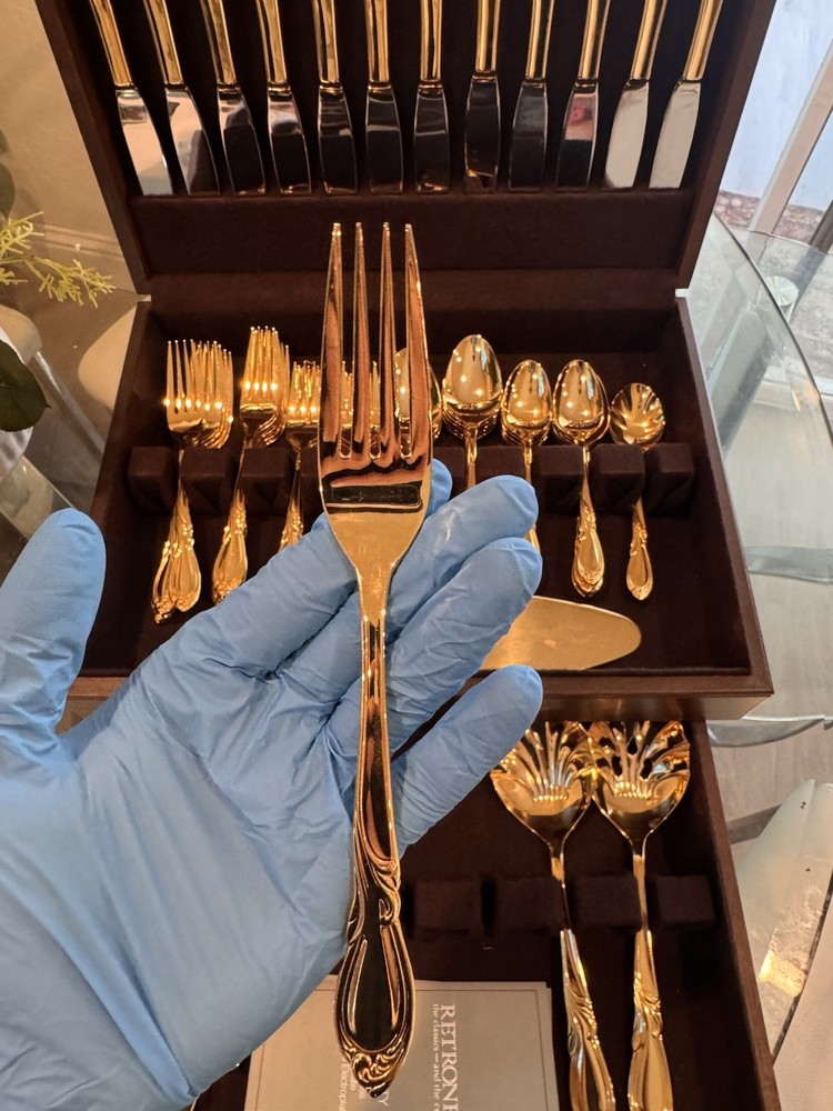Retroneu 24K Gold Luxurious & Elegant Electroplate Flatware Set