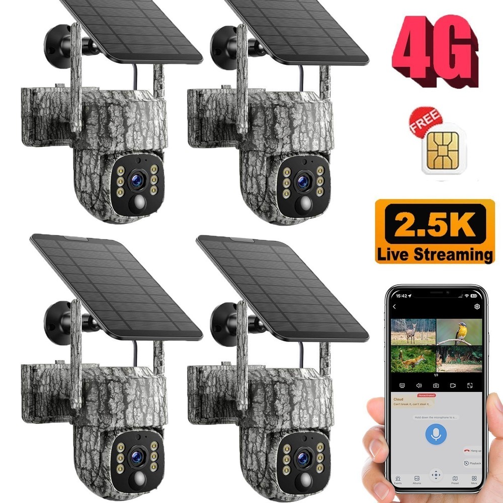 4G LTE Game Trail Camera with Solar Panel Motion Activated 360° View US SIM Card