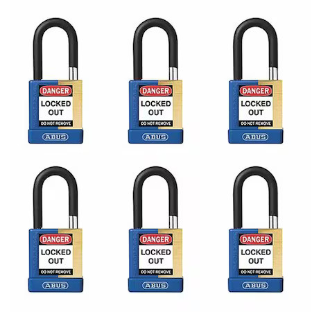 Abus 20193 Keyed Padlock, Open, Rectangular Steel Body, Hardened Steel Shackle,