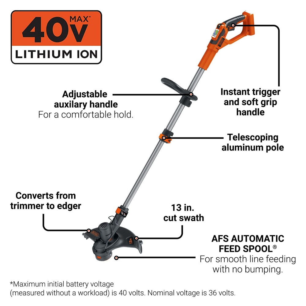 BLACK+DECKER 40V MAX* 13 in. 2in1 Cordless String Trimmer/Edger Kit - LST136