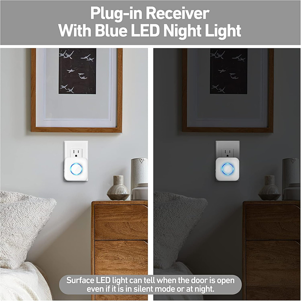 Wireless Door Chime Alarm with 600 FT Range - Easy Install Contact Sensor