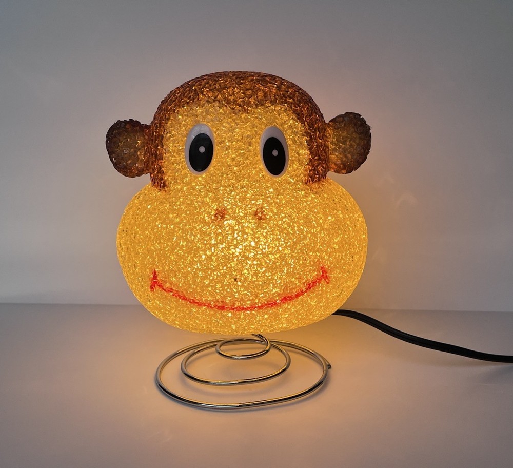 Vintage Monkey Sparkle Lamp Melted Plastic Popcorn Night Light Spring Base Y2K