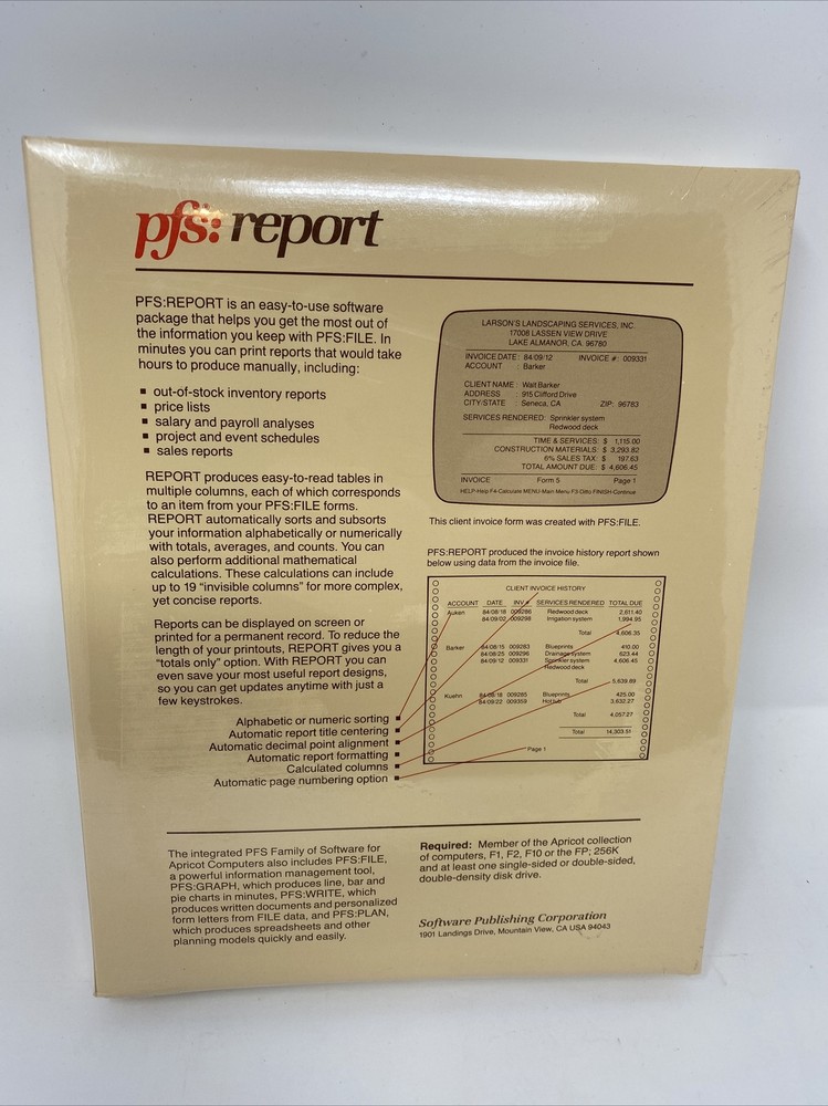 (1984) Software: PFS: Report Apricot Computer Software NOS Sealed!