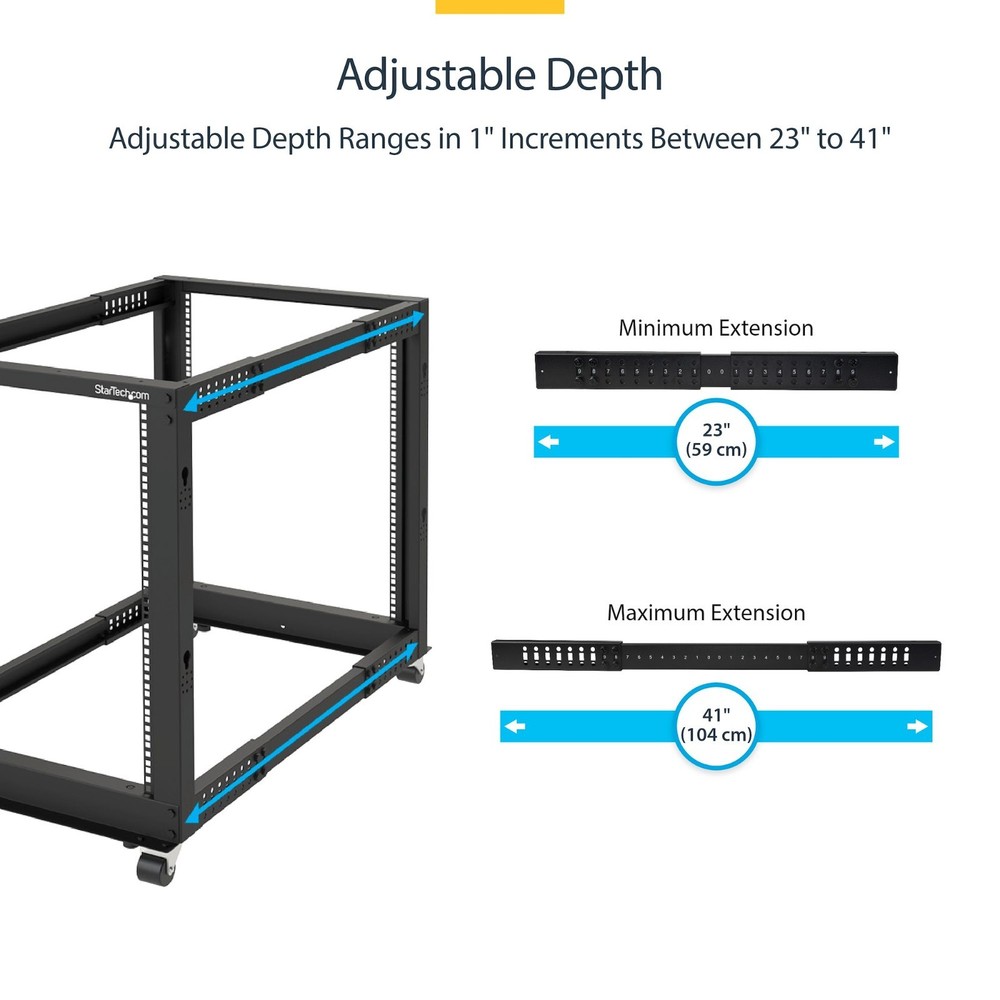 StarTech 25U Adjustable Depth Open Frame 4 Post Server Rack 4POSTRACK25U
